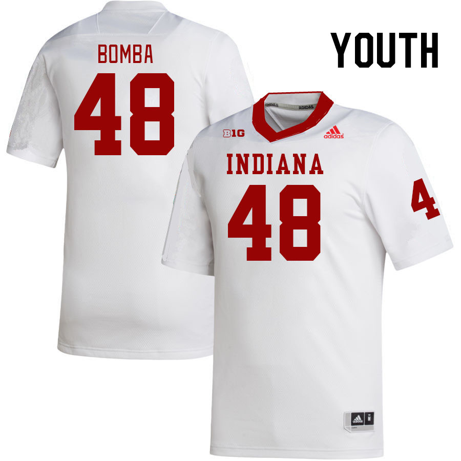 Youth #48 James Bomba Indiana Hoosiers College Football Jerseys Stitched-White
